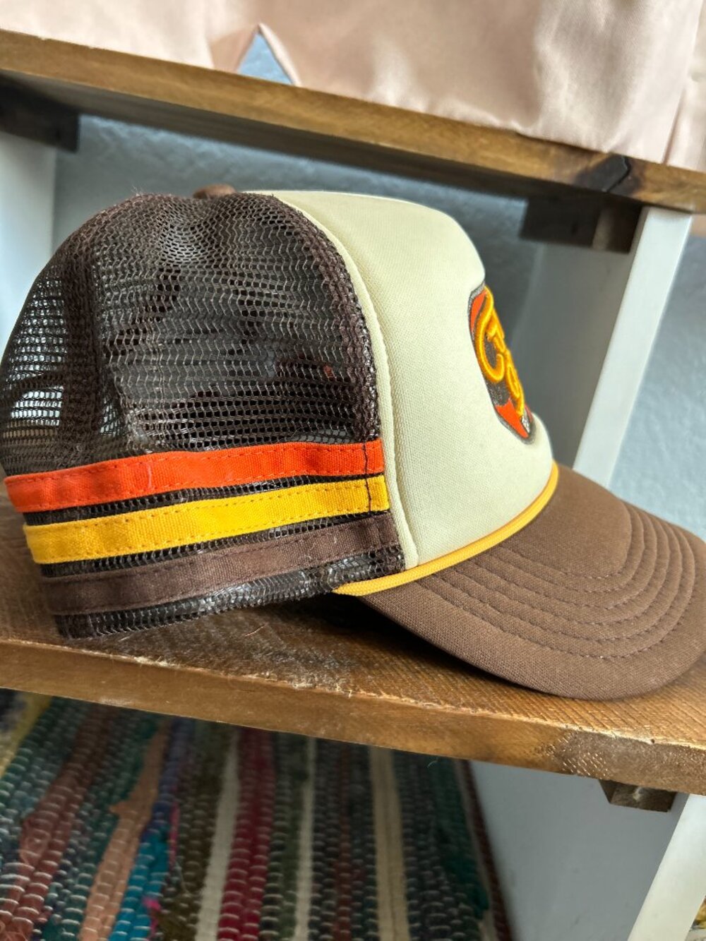 Counting Crows Established 1991 Retro Trucker Hat Snapback Brown Cream Mesh Cap - Picture 5 of 5